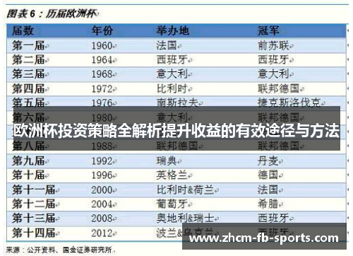 欧洲杯投资策略全解析提升收益的有效途径与方法